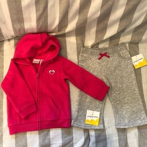 Jumping Beans pink and gray sweatsuit set NWT